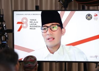 Menteri Pariwisata dan Ekonomi Kreatif Sandiaga Uno mengatakan, peran generasi muda yang adaptif diperlukan jelang Indonesia Emas 2045. (LINES)