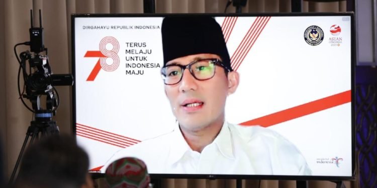 Menteri Pariwisata dan Ekonomi Kreatif Sandiaga Uno mengatakan, peran generasi muda yang adaptif diperlukan jelang Indonesia Emas 2045. (LINES)