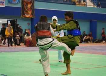 Salah satu penampilan pesilat Persinas Asad Kutim.(LINES)