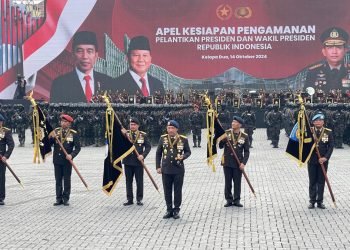 Suasana apel kesiapan Pelantikan Presiden dan Wakil Presiden 2024. (LINES)