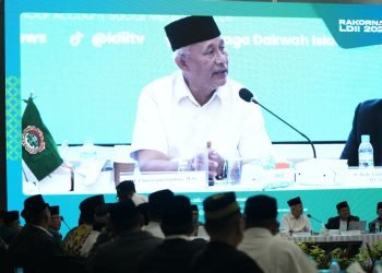 Ketum DPP LDII KH Chriswanto Santoso saat Rakornas LDII. (FOTO:LINES)