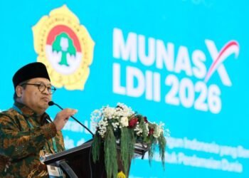 Dody Taufik Wijaya, terpilih menjadi Ketua Umum DPP LDII Periode 2026-2031, pada Munas X LDII yang berlangsung 7-9 April 2026, di Grand Ballroom Ponpes Minhajurrosyidiin, Jakarta. (LINES)